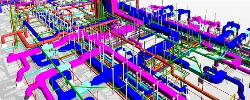 3D Revit model of coordinated ductwork and pipework